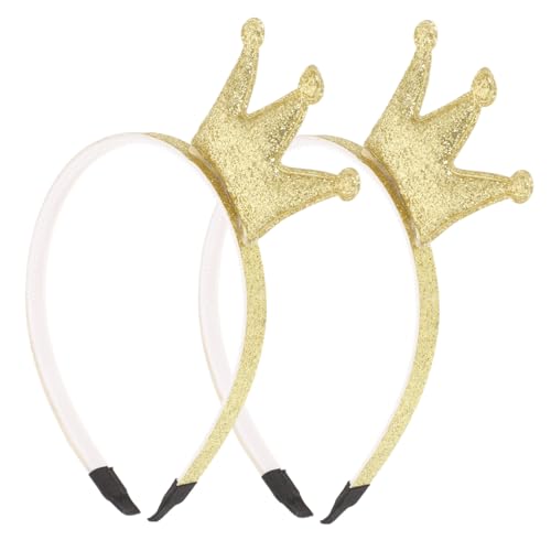 DEARMAMY 2 Stück Glitzernde Kronen Haarreifen für Mädchen Goldene Stirnbänder Leichte Haarschmuck accessoires für Geburtstagsfeiern Weihnachten Kostümpartys und Hochzeiten von DEARMAMY