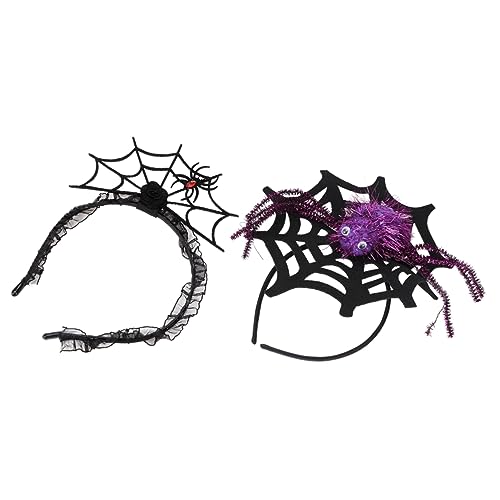 DEARMAMY 2 Stück Halloween Kopfband Teilig Großes Spinnennetz Haarreif mit Realistischem Spinnenmotiv Stylischer Kopfschmuck für Halloween Party Kostüm Fasching und Bühnenauftritte und von DEARMAMY