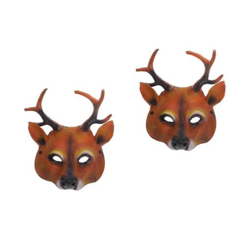 DEARMAMY 2 Stück Halloween Maske mit Geweih Volle Gesichtsbedeckung Langlebige Party und Maskerade Kostümmaske für Cosplay Weihnachts und Halloween Feiern von DEARMAMY