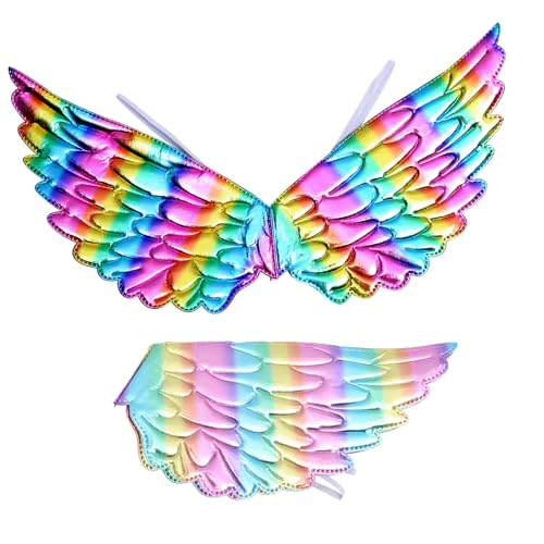 DEARMAMY 2 Stück Halloween-flügel Regenbogen-einhorn-flügel Flügel Halloween-kostüm Flügel Kostüm Halloween-gastgeschenke Für Kinderflügel Party Schaum Doppelt Feenflügel Für Erwachsene von DEARMAMY