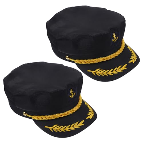 DEARMAMY 2 Stück Kapitänsmütze Stil Beständiger Baumwollstoff Verstellbar Unisex Segler Hut für Karneval Mottoparty Cosplay und Kostümveranstaltungen von DEARMAMY