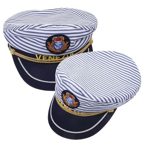DEARMAMY 2 Stück Kapitänsmütze aus Baumwolle Verstellbare Matrosenmütze für Damen Herren Leichte Seglerhut Cosplay Accessoire für Karneval Mottoparty Halloween Familienfeiern DEARMAMY 2 Stück Kapitänsmütze aus Baumwolle Verstellbare Matrosenmütze für Damen Herren Leichte Seglerhut Cosplay Accessoire für Karneval Mottoparty Halloween Familienfeiern von DEARMAMY