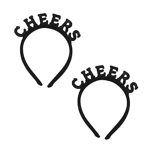 DEARMAMY 2 Stück Lustige Weihnachts Party Haarreifen mit Buchstaben Cheers Verstellbar Modischer Haarschmuck für Erwachsene Festliche Silvester Dekoration Stimmungskopfband für Feiern von DEARMAMY
