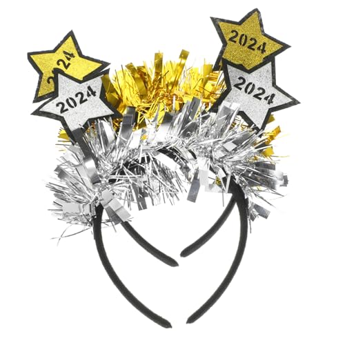 DEARMAMY 2 Stück Neujahrs Stirnbänder Teiliges mit Glitzer Bequeme und Leichte Kopfbedeckung für Accessoires für Feiertagsfeiern und Besondere Anlässe von DEARMAMY