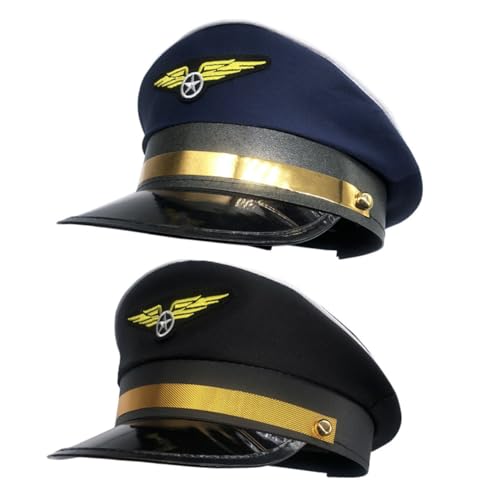 DEARMAMY 2 Stück Pilotenmütze für Damen Seemannshut Chopper-Hut Lustige Partymütze Zaubererhut halloween costumes costume de halloween Pilotenkostüm Kapitänsmützen für die Party Polyester DEARMAMY 2 Stück Pilotenmütze für Damen Seemannshut Chopper-Hut Lustige Partymütze Zaubererhut halloween costumes costume de halloween Pilotenkostüm Kapitänsmützen für die Party Polyester von DEARMAMY