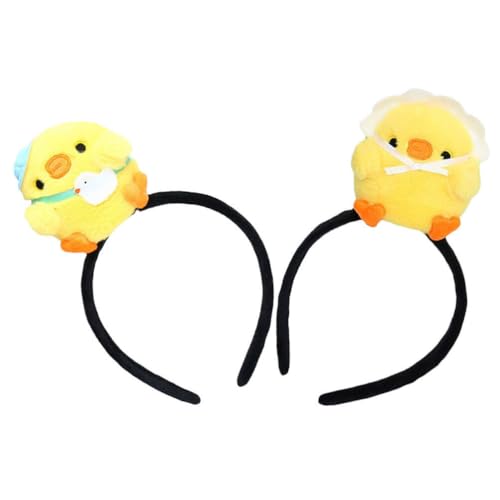 DEARMAMY 2 Stück Plüsch-Huhn-Stirnbänder Lustige Küken-Stirnbänder Tier-Kopfschmuck Für Ostern Cosplay Kostüm Haar-Accessoire von DEARMAMY