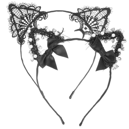 DEARMAMY 2 Stück Schwarzes Spitzen cat ears haarband Leichtes Atmungsaktives Katzenohren stirnband für Damen Bequemes Cosplay Party accessoire Modischer Haarschmuck DEARMAMY 2 Stück Schwarzes Spitzen cat ears haarband Leichtes Atmungsaktives Katzenohren stirnband für Damen Bequemes Cosplay Party accessoire Modischer Haarschmuck von DEARMAMY