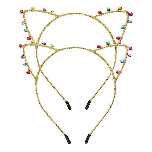 DEARMAMY 2 Stück Teiliges Glocken Katzenohren Stirnband Langlebiges Party Haaraccessoire für Cosplay Fotorequisiten Festliche Kopfbedeckung für Damen und Mädchen von DEARMAMY