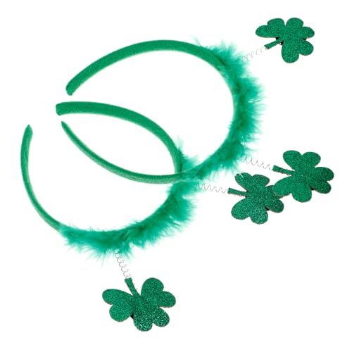 DEARMAMY 2 Stück Teiliges Haarreif mit Glitzerndem Kleeblatt Leichter Festival Haarreifen für Patrick's Day Party Langlebig und Bequem für Karneval und Feierlichkeiten von DEARMAMY