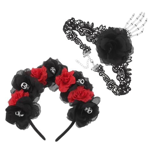 DEARMAMY 2 Stück Teiliges Halloween Kostüm-set Erwachsene Skull Headband und Hand Bone Necklace Gruselige Party-accessoires für Halloween Kostüm und Cosplay Stilvolle Spuk-dekoration DEARMAMY 2 Stück Teiliges Halloween Kostüm-set Erwachsene Skull Headband und Hand Bone Necklace Gruselige Party-accessoires für Halloween Kostüm und Cosplay Stilvolle Spuk-dekoration von DEARMAMY
