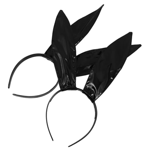 DEARMAMY 2 Stück Teiliges Hasenohren Stirnband aus Kunstleder Schwarzes Bunny Headpiece für Halloween und Mottopartys Strapazierfähiges Kopfband mit Stylischem Geheimnisvollem Design für DEARMAMY 2 Stück Teiliges Hasenohren Stirnband aus Kunstleder Schwarzes Bunny Headpiece für Halloween und Mottopartys Strapazierfähiges Kopfband mit Stylischem Geheimnisvollem Design für von DEARMAMY