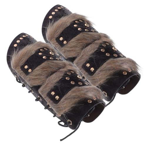DEARMAMY 2 Stück Teiliges Mittelalterliches Armband aus Kunstleder Verstellbare Schnallen-armschützer Retro-wickelarmband für Herren und Damen Robuste Renaissance-kostüm-Accessoires in von DEARMAMY