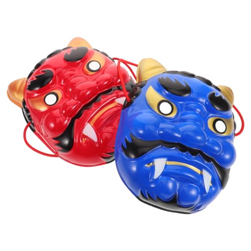 DEARMAMY 2 Stück Teiliges Vintage Chinesische Dämonenmasken für Halloween und Karneval Wiederverwendbare Leichte Kunststoffmasken mit Japanischem Design für Erwachsene für Kostümpartys und von DEARMAMY