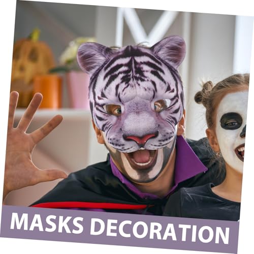 DEARMAMY 2 Stück Tiger Halbgesichts Masken aus Leichtem Material mit Realistischem Design und Belüftungslöchern Atmungsaktive Tier Masken für Halloween Karneval Cosplay und Kostümpartys von DEARMAMY