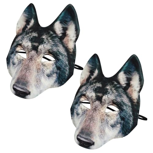 DEARMAMY 2 Stück Wolf Maske Eva Halloween Tiermaske für Kostümpartys Gruselige Wolf Halbmaske für Erwachsene und Teens Vielseitig Einsetzbar und Wiederverwendbar von DEARMAMY
