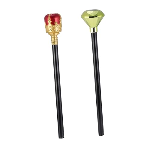 DEARMAMY 2 Stücke Halloween Königin Diamant Königszepter König Kostümzubehör Halloween- Königskönigin Zauberstab König Cosplay Requisiten Königszepter Zauberstab Plastik Rot von DEARMAMY