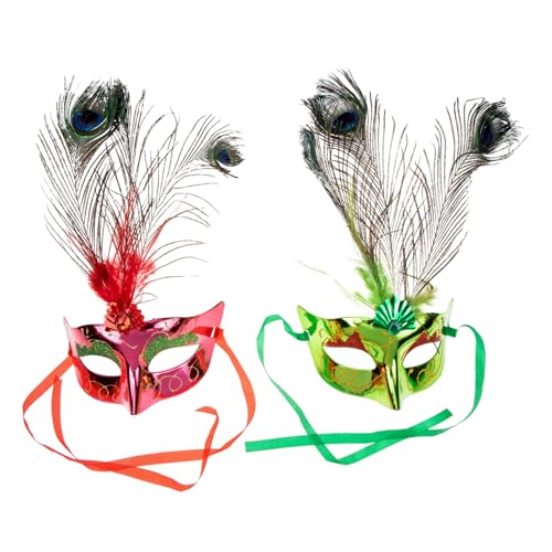 DEARMAMY 2St Pfau-Maske leuchtende Dekoration Rockdekoration Bannerdekoration Figuren Plüsch halloween costume halloween kleidung masquerade Maske Festival-Accessoire Feder Green DEARMAMY 2St Pfau-Maske leuchtende Dekoration Rockdekoration Bannerdekoration Figuren Plüsch halloween costume halloween kleidung masquerade Maske Festival-Accessoire Feder Green von DEARMAMY