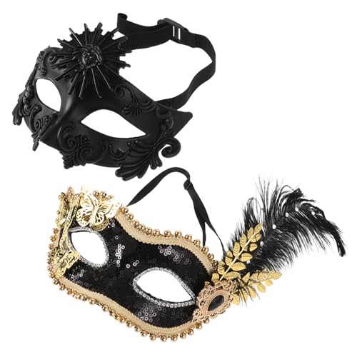 DEARMAMY 2St Retro Roman Maske römische Maske Retro-Maske Tanzmaske schicke Maske Damen Maske Glamourmaske Cosplay -Masken Maskerade Venezianische Party Handheld -Maske Plastik Black von DEARMAMY
