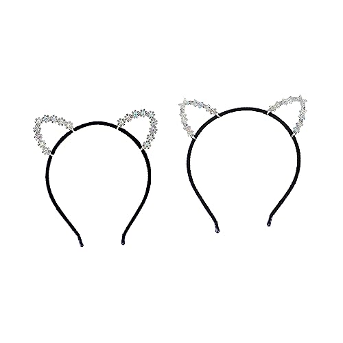 DEARMAMY 2Stücke Strass Katzenohren Haarband Dekorative Stirnbänder für Cosplay Partys und Kinderfeste mit Hochwertigem und Einzigartigem Design von DEARMAMY