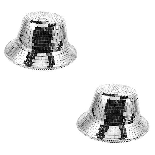DEARMAMY 2st Reflektierender Cowboyhut Hüte Für Frauen Disco-Kugel-cowboyhut Outfits Disco-eimerhut Für Herren Eimerhut Mit Strasssteinen Sonnenhut Kappe Funkeln Partyhut Stoff Silver von DEARMAMY