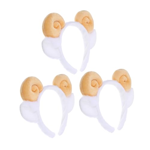 DEARMAMY 3 STÜCKE Teiliges Schaf Haarband mit Hörnern und Ohren Niedliches Tier Stirnband für Karneval Tierkostüm Geburtstag und Cosplay für Erwachsene Geeignet von DEARMAMY