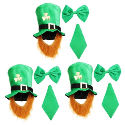 DEARMAMY 3 Sätze Accessoires für irische Festivals Kostüm falscher Schnurrbart Lustige Accessoires für St Patrick's Day St Patrick's Day Partyzubehör Party-Fliege st. Patricks Day Hut Tuch von DEARMAMY