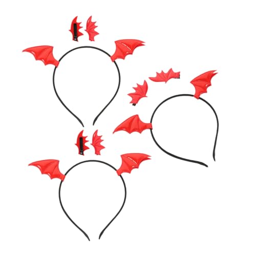 DEARMAMY 3 Satz Teiliges Fledermausflügel Haarreif mit Clips Halloween Haarschmuck für Frauen Festliches Kostümzubehör für Party und Cosplay Stilvoll und Schnell Anzulegen von DEARMAMY