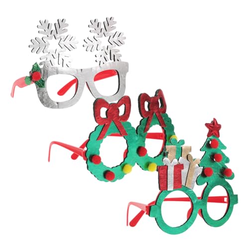 DEARMAMY 3 Stück Gläser Für Die Weihnachtsfeier Geschenkartikel Für Weihnachtsfeiern Kostüm Brille Brillengestelle Silvesterbrille Urlaubsbrillen Weihnachtsfeier -vorräte Bräunungstuch von DEARMAMY