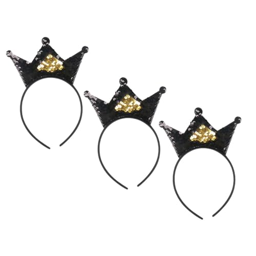 DEARMAMY 3 Stück Kronenkopfschmuck Stirnband Zubehör Haarschleifen Für Kleine Mädchen Haarschmuck Krone Haarbänder Kronhaar Reifen Pailletten-haarreifen von DEARMAMY