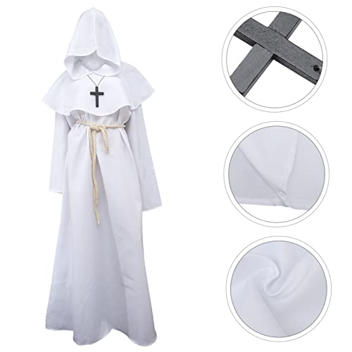 DEARMAMY 3 Stück Mittelalterliche Kapuzenrobe Herren Renaissance Priester Gewand Cosplay Halloween Kostüm Vintage Umhang für Party Foto Requisite von DEARMAMY