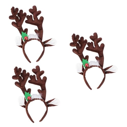 DEARMAMY 3 Stück Rentier Haarreif Stirnband aus Plüsch mit Glocke Elastisches Weihnachts und Halloween Accessoire für Erwachsene und Festlicher Kopfschmuck für Party und Karneval Braun DEARMAMY 3 Stück Rentier Haarreif Stirnband aus Plüsch mit Glocke Elastisches Weihnachts und Halloween Accessoire für Erwachsene und Festlicher Kopfschmuck für Party und Karneval Braun von DEARMAMY