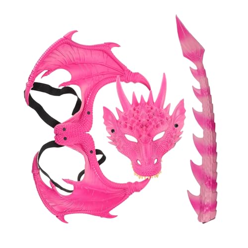 DEARMAMY 3 Stück Teiliges Drachen Kostüm Set mit Verstellbaren Flügeln und Maske Langlebige Cosplay Requisiten für Halloween und Rollenspiele Realistische Fantasy Verkleidung von DEARMAMY