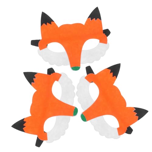 DEARMAMY 3 Stück Teiliges Fuchsmasken aus Vliesstoff Niedliche Tierdesign Masken für Halloween Karneval Kindergarten Party Langlebig Hautfreundlich Realistische Tiergesichter Kindgerecht von DEARMAMY