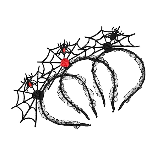DEARMAMY 3 Stück Teiliges Halloween Haarreif mit Spinnennetz und Spinnen Kopfbedeckung für Halloween Party Kostüme und Gruppenfotos von DEARMAMY
