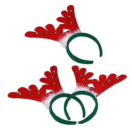 DEARMAMY 3 Stück Teiliges Weihnachts Haarreif mit Niedlichen Kleinen Glöckchen und Federn Leichtes Komfortables Geweih Haarband für Damen für Weihnachtsfeier Karneval und Kostümparty von DEARMAMY