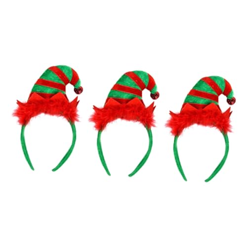 DEARMAMY 3 Stück Weihnachtlicher Haarreif mit Glocken Rot Grünes Cosplay Stirnband für Erwachsene Festlicher Kopfschmuck für Weihnachtsfeier Karneval und Kostümparty von DEARMAMY