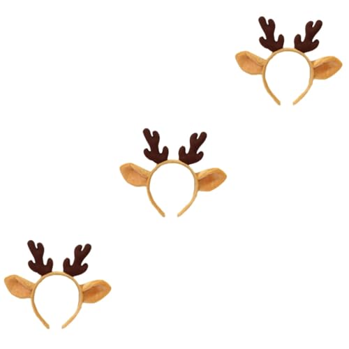 DEARMAMY 3 Stück Weihnachtliches Rentier Geweih Haarreif aus Hochwertigem Material Niedliches Cartoon Design als Party und Cosplay Kopfschmuck für Mädchen und Erwachsene zu Weihnachten und von DEARMAMY