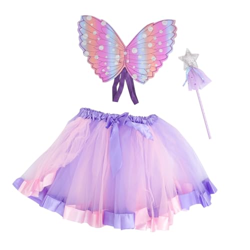 DEARMAMY Kinderflügel- Und Feenstab-set – 1 Set Mit Verkleidungszubehör Rock Für Kinderpartys Veranstaltungen Und Verkleidungsspaß von DEARMAMY