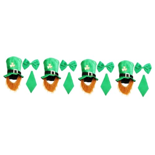 DEARMAMY 4 Sets Festliches St. Patricks Day Partyzubehör Komplettset: Mütze Bart Fliege Für St. Patricks Day Kostüme von DEARMAMY
