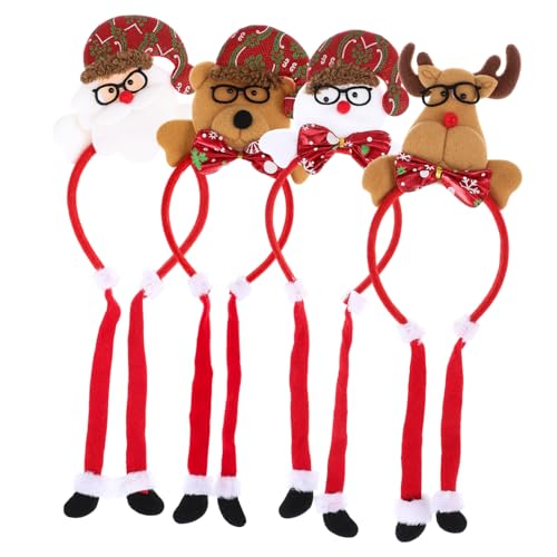 DEARMAMY 4 Stck. Teiliges Weihnachts-party Stilvollen Haarreifen für Erwachsene mit Hirschgeweih Schneemann Bär und Weihnachtsmann-design Leicht für Festliche Feiern und Fotosessions von DEARMAMY