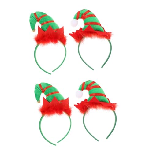 DEARMAMY 4 Stck. Weihnachtliches Haarreifen mit Glocken und Federn Kreativer Festlicher Kopfschmuck für Erwachsene Langlebig und Bequem für Weihnachtsfeier und Karneval von DEARMAMY