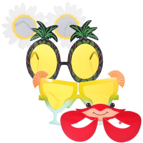 DEARMAMY 4 Stück Ananas-Sonnenbrillen Luau-Party-Sonnenbrillen Lustige Hawaii-Brillen Tropische Kostüm-Requisiten Stranddekorationen Partygeschenke Für Sommer-Strand-Themenparty von DEARMAMY