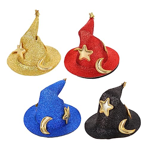 DEARMAMY 4 Stück Halloween Haarnadeln Hexenhut Form Haarspangen Dekorative Haaraccessoires für Halloween Feiern Gemischte Farben für Kostüme und Festlichkeiten von DEARMAMY