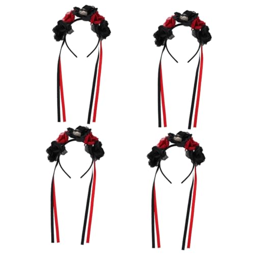 DEARMAMY 4 Stück Halloween Skull Stirnband mit Roten Rosen Day Of The Dead Haarschmuck für Damen und Mädchen Langlebiges Party Kostümzubehör für Halloween Festtage und Mottopartys DEARMAMY 4 Stück Halloween Skull Stirnband mit Roten Rosen Day Of The Dead Haarschmuck für Damen und Mädchen Langlebiges Party Kostümzubehör für Halloween Festtage und Mottopartys von DEARMAMY