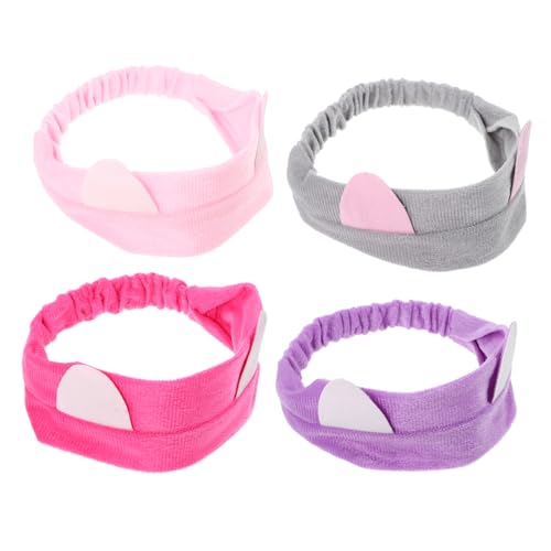 DEARMAMY 4 Stück Katzenohren Haarband Niedliche Haarschmuck für Cosplay Partys Alltag für Yoga Spa und Geburtstagsfeiern Rosa von DEARMAMY