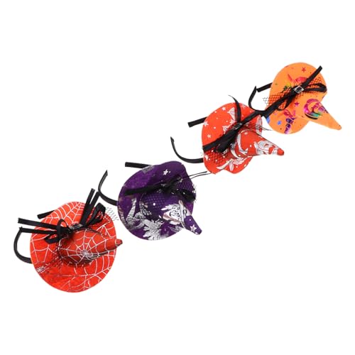 DEARMAMY 4 Stück Teiliges Halloween Hexenhut Haarreif Kreativer Haarschmuck für Halloween Party Komfortabel und Langlebig Passend für Damen und Herren als Festival Dekoration DEARMAMY 4 Stück Teiliges Halloween Hexenhut Haarreif Kreativer Haarschmuck für Halloween Party Komfortabel und Langlebig Passend für Damen und Herren als Festival Dekoration von DEARMAMY
