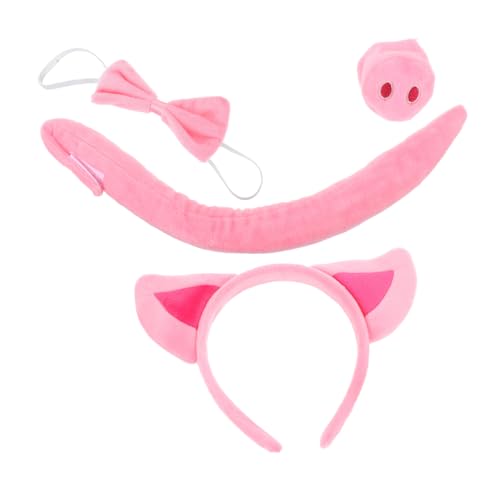 DEARMAMY 4 Stück Teiliges Schweine-kostümset für Plüsch-ohren Abnehmbarer Schweinenase Verstellbarem Klettschwanz und Schleife Realistisches Halloween-cosplay Zubehör für Fantasievolles DEARMAMY 4 Stück Teiliges Schweine-kostümset für Plüsch-ohren Abnehmbarer Schweinenase Verstellbarem Klettschwanz und Schleife Realistisches Halloween-cosplay Zubehör für Fantasievolles von DEARMAMY