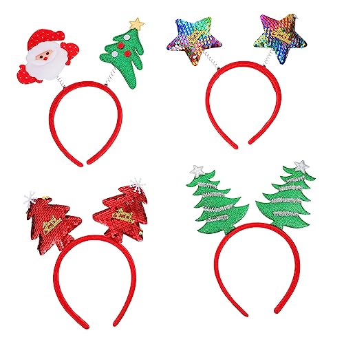 DEARMAMY 4 Stück Teiliges Weihnachts Haarreif Süße und Flexible Party Kopfbedeckungen mit Weihnachtsmann Rentier Stern und Baum Komfortabel und Langlebig für Festliche Feiern und DEARMAMY 4 Stück Teiliges Weihnachts Haarreif Süße und Flexible Party Kopfbedeckungen mit Weihnachtsmann Rentier Stern und Baum Komfortabel und Langlebig für Festliche Feiern und von DEARMAMY