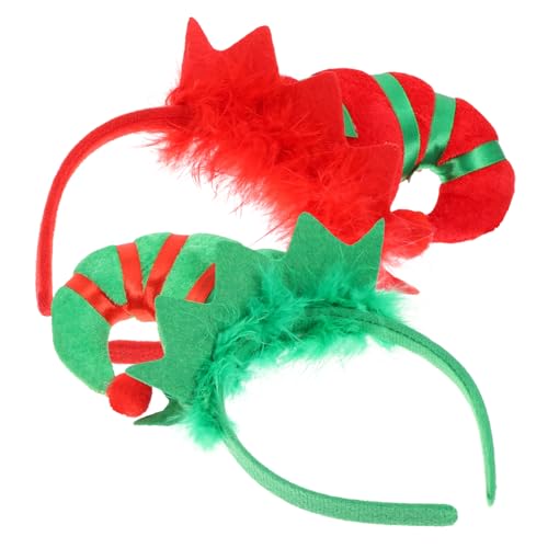 DEARMAMY 4 Stück Teiliges Weihnachts Haarreif mit Elfenmütze für Farbvarianten Rot und Grün Leicht Langlebig für Weihnachtsfeiern und Bühnenaufführungen von DEARMAMY