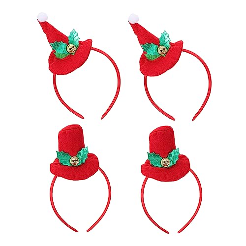 DEARMAMY 4 Stück Weihnachtliche Mini Hut Haarreifen Teiliges Handgefertigte Festliche Haaraccessoires mit Detailreichem Design Farbenfrohe Dekoration für Erwachsene für Weihnachtsfeiern und von DEARMAMY